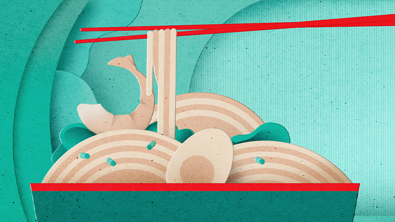 Hero image from AKROPOLIS gift card campaign, showing layered paper visuals of food, shopping, and cinema.